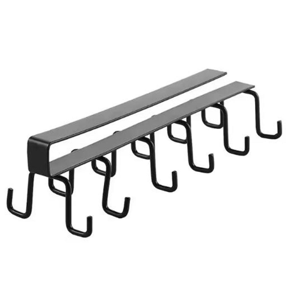 Punch-free 12 Hooks Cup Holder Black/White Under Cabinet Storage Rack  Kitchen