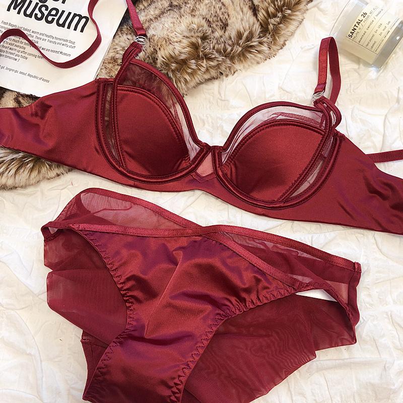 1 комплект/женский комплект нижнего белья, сексуальный кружевной бюстгальтер пуш-ап, французский тонкий бюстгальтер с тонкой чашкой, удобный летний сетчатый дышащий комплект нижнего белья без косточек