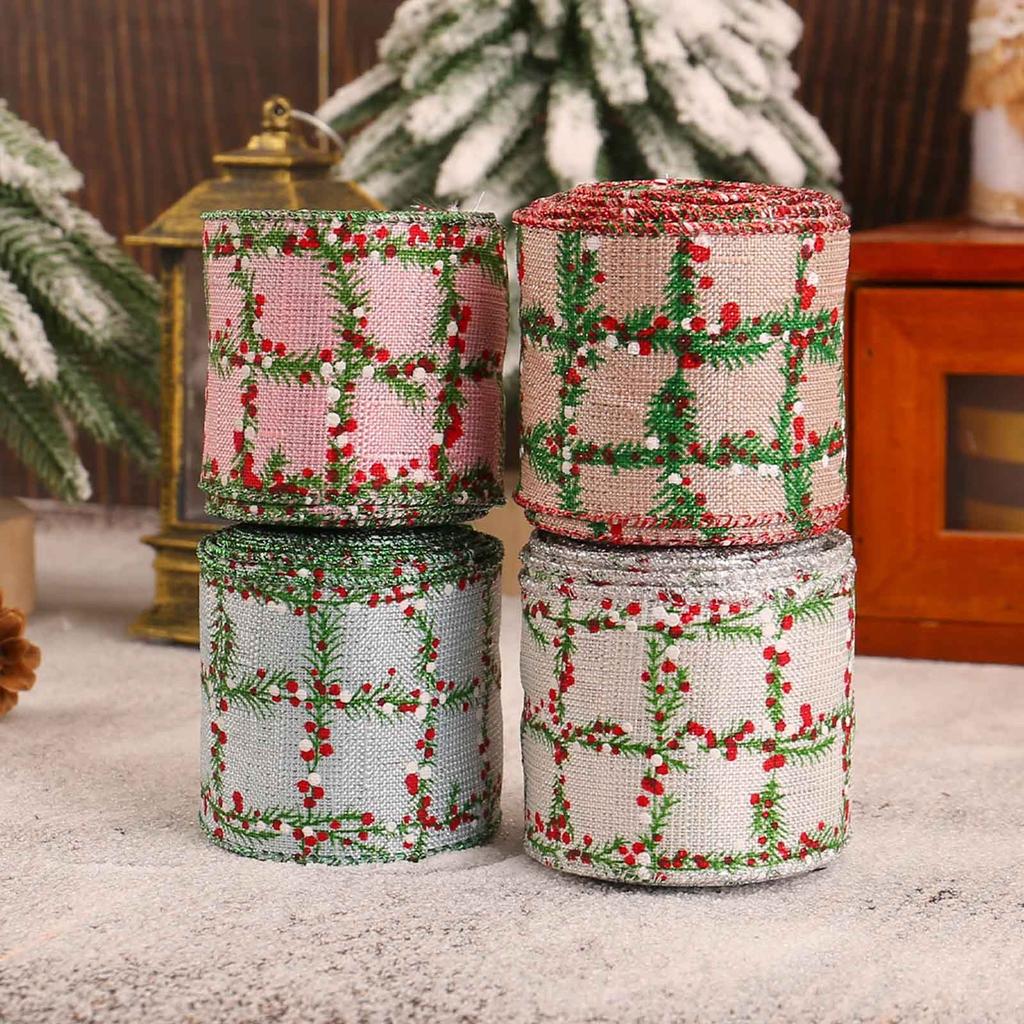 Christmas Plaid Ribbon Roll Creative Decoration, Bow Ribbon Christmas Ribbon