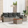 VidaXL 6-Piece Garden Sofa Set with Grey Cushions In Poly Rattan and Acacia 3347566