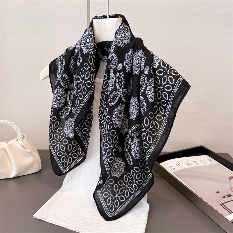 Горошек Стиль Елочка Узор Хлопок И Лен Маленький Квадратный Шарф Шелковый Шарф Имитация Бархата Головной Платок Шаль Шарф для Защиты от Солнца Женский Шарф