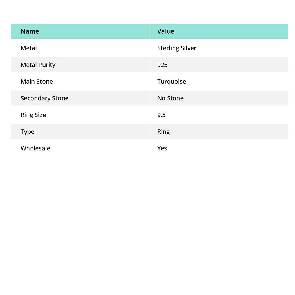 Natural Copper Blue Turquoise Gemstone 925 Sterling Silver Ring Size 9.5 K7n38