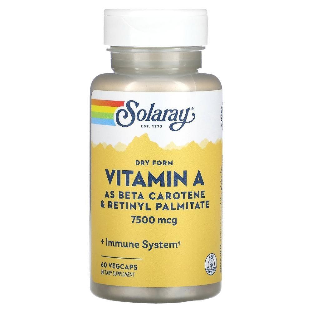 Vitamin A Solaray Vitamin A Beta-carotene 7500mg 60 Capsules Carrot Powder 1 pcs