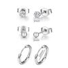 Yoursfs Stainless Earrings Men's Ladies 3 Pair Set Simple Cartilage Piercing a Single Diamond Ball Hoop Earrings Fashion Accessories(silver2#,
