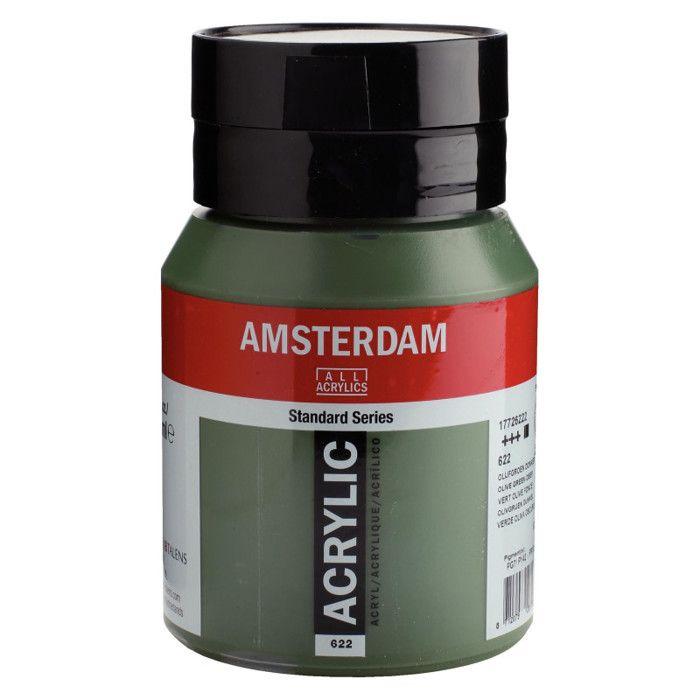 Peinture acrylique - Amsterdam - 500ml - Vert olive - Haute résistance à la lumière - Durable