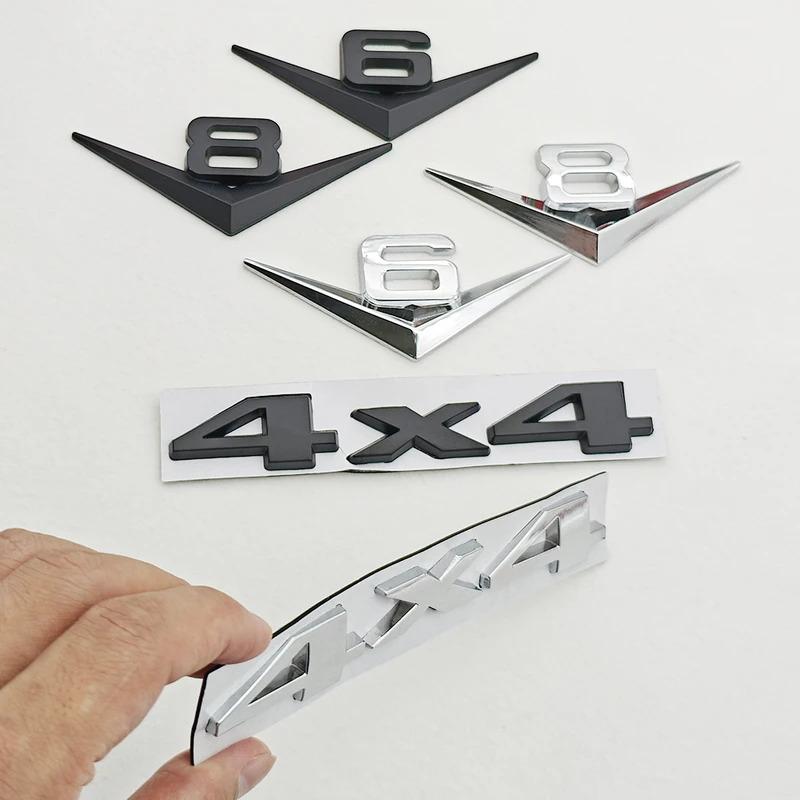 Metal Chrome Black Car Badge V6 Sticker V8 Emblem 4x4 Logo Fender Trunk Decal Accessories For JEEP Cherokee Wrangler WJ WK Grand ALX1