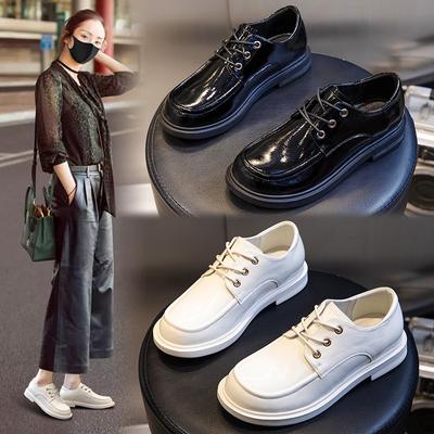 Весна 2025 года, новые модные туфли-одиночки для женщин, повседневные туфли на толстом каблуке с неглубоким вырезом, женские туфли из кожи с круглым носком, универсальные маленькие кожаные туфли для женщин