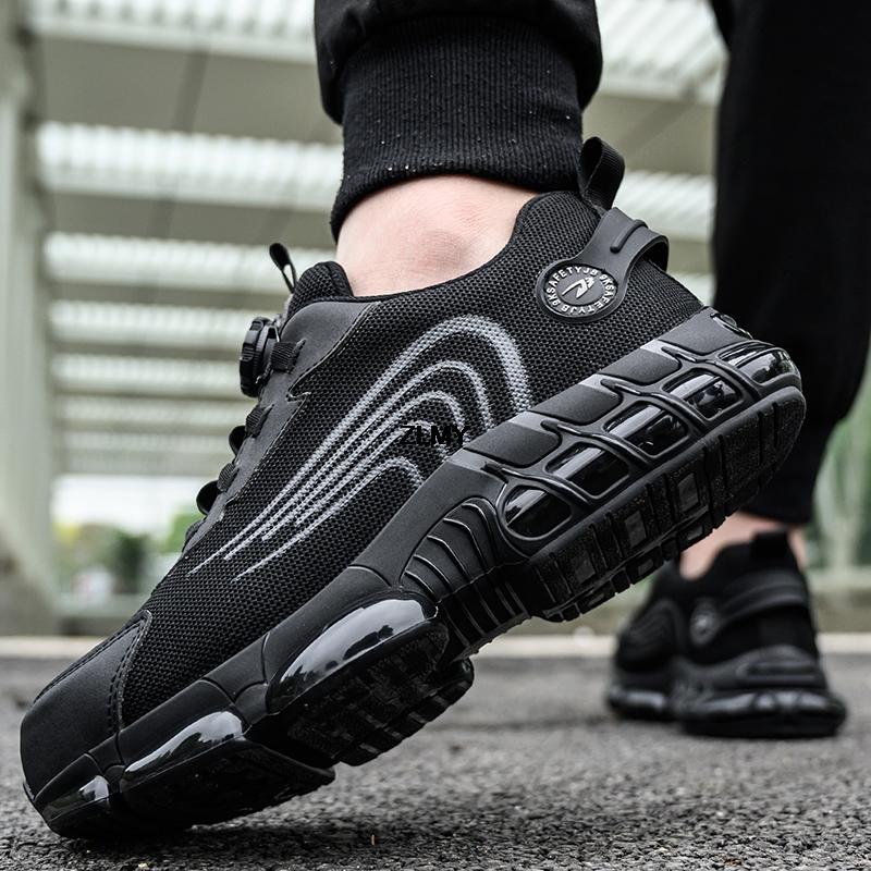 Кроссовки рабочие с вращающейся пряжкой мужские промышленные с защитой от проколов и ударов со стальным носком мужские защитные ботинки на воздушной подушке новые