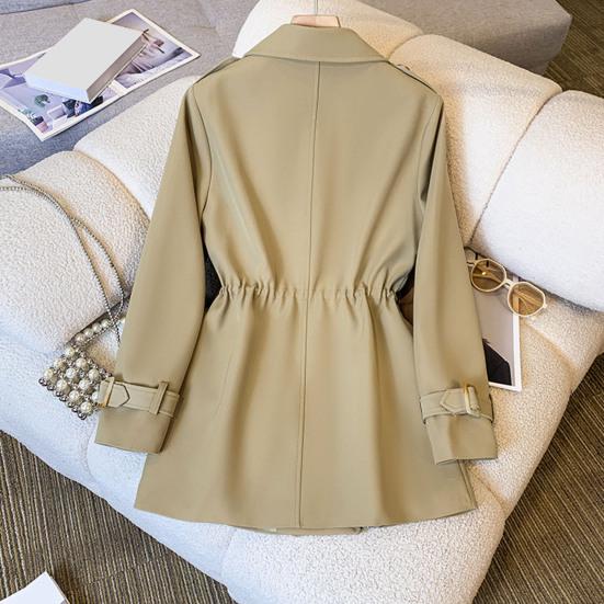 Зимняя женская куртка с длинными рукавами, эластичным шнурком на талии, карманами, ветровка, двубортное пальто средней длины