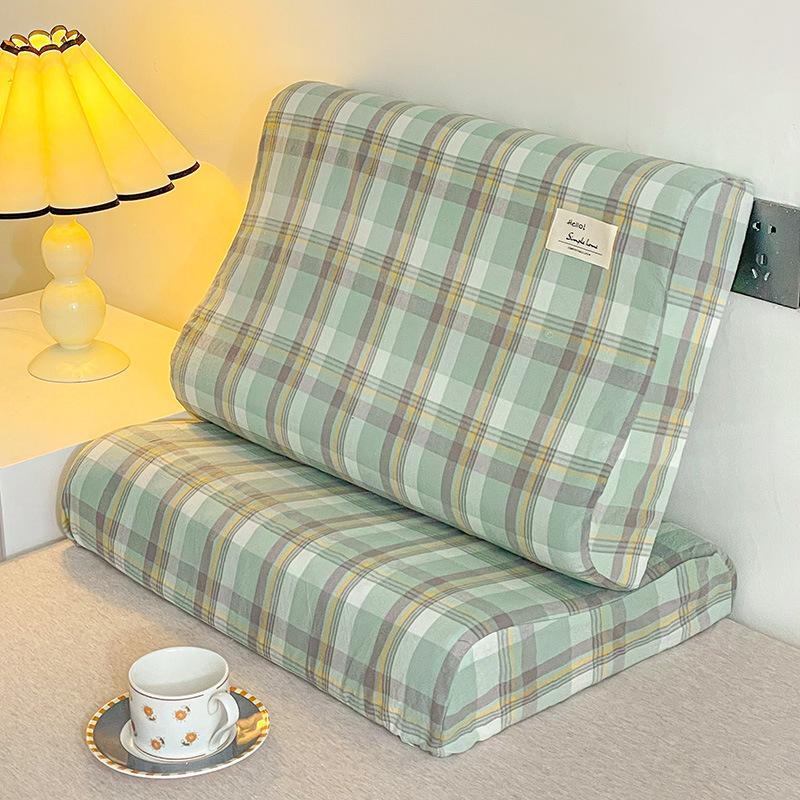 Латексная подушка с эффектом памяти с хлопковой наволочкой для детей, 50x30см, Съемная, Для использования в любое время года, Наволочка 60x40см.