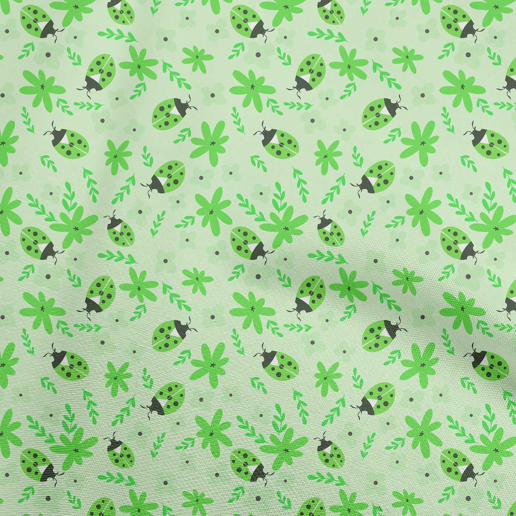 oneOone Cotton Poplin Aqua Blue Fabric Bird Ladybird  Craft Projects Decor Fabric Printed By The Yard 42 Inch