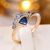 Кольца в этническом стиле с синим цирконием для женщин, винтажные золотые свадебные аксессуары, ювелирные изделия на годовщину