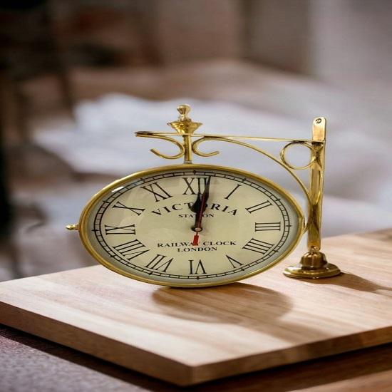 Вечная элегантность: Двусторонние латунные часы диаметром 20,32 см, настенный декор в винтажном стиле