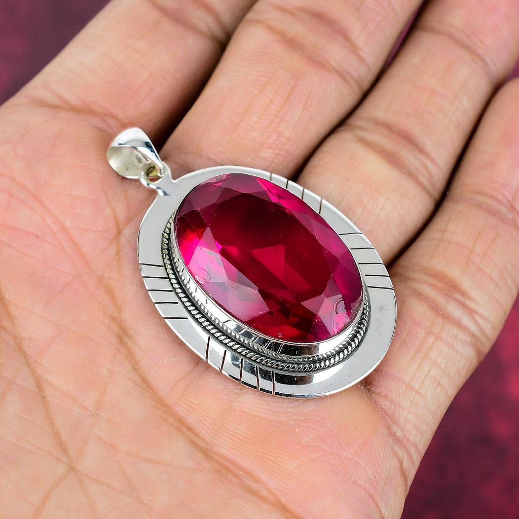 Rubellite Pendant, 925 Sterling Silver Pendant Gemstone Jewelry, Handmade Pendant Amazing Jewelry, Gift For Her