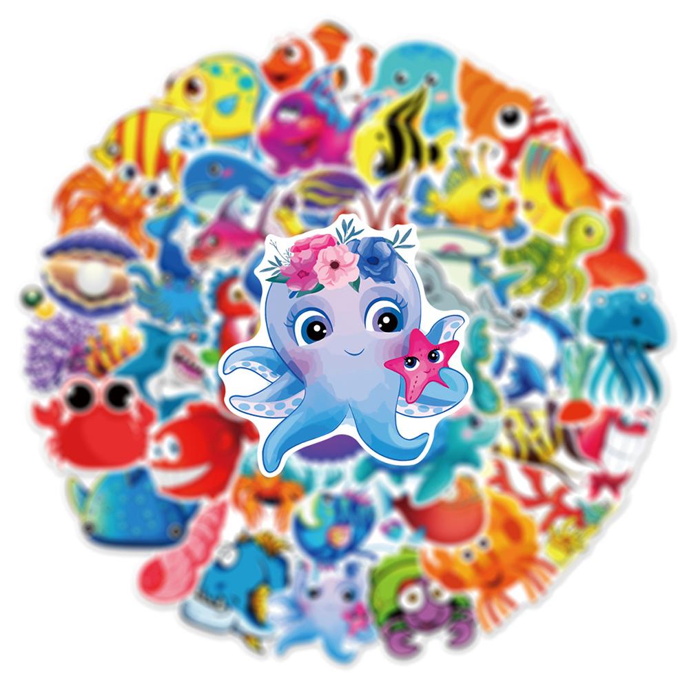 10/30/60 шт. Милые Мультяшные Наклейки с Морскими Животными Kawaii Граффити Наклейки DIY Наклейка на Бутылку с Водой Скрапбукинг Телефон Ноутбук Игрушка Подарок