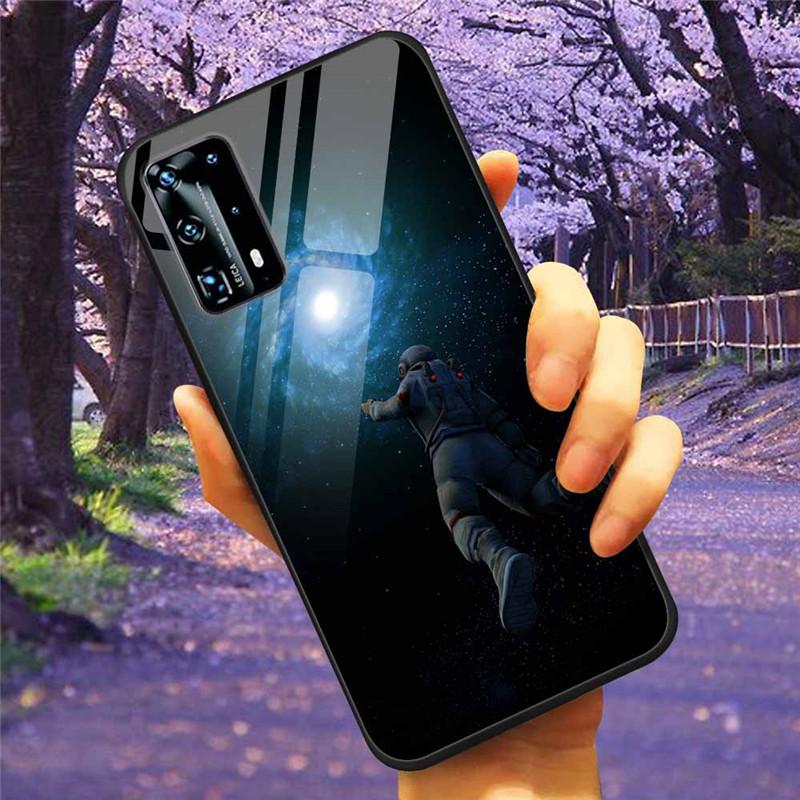 Для Huawei P40 Lite / P40Pro Чехол P 40 Закаленное Стекло Звездный Мрамор Жесткая Задняя Крышка для Huawei P40 Pro / P40Lite E Чехлы Coque