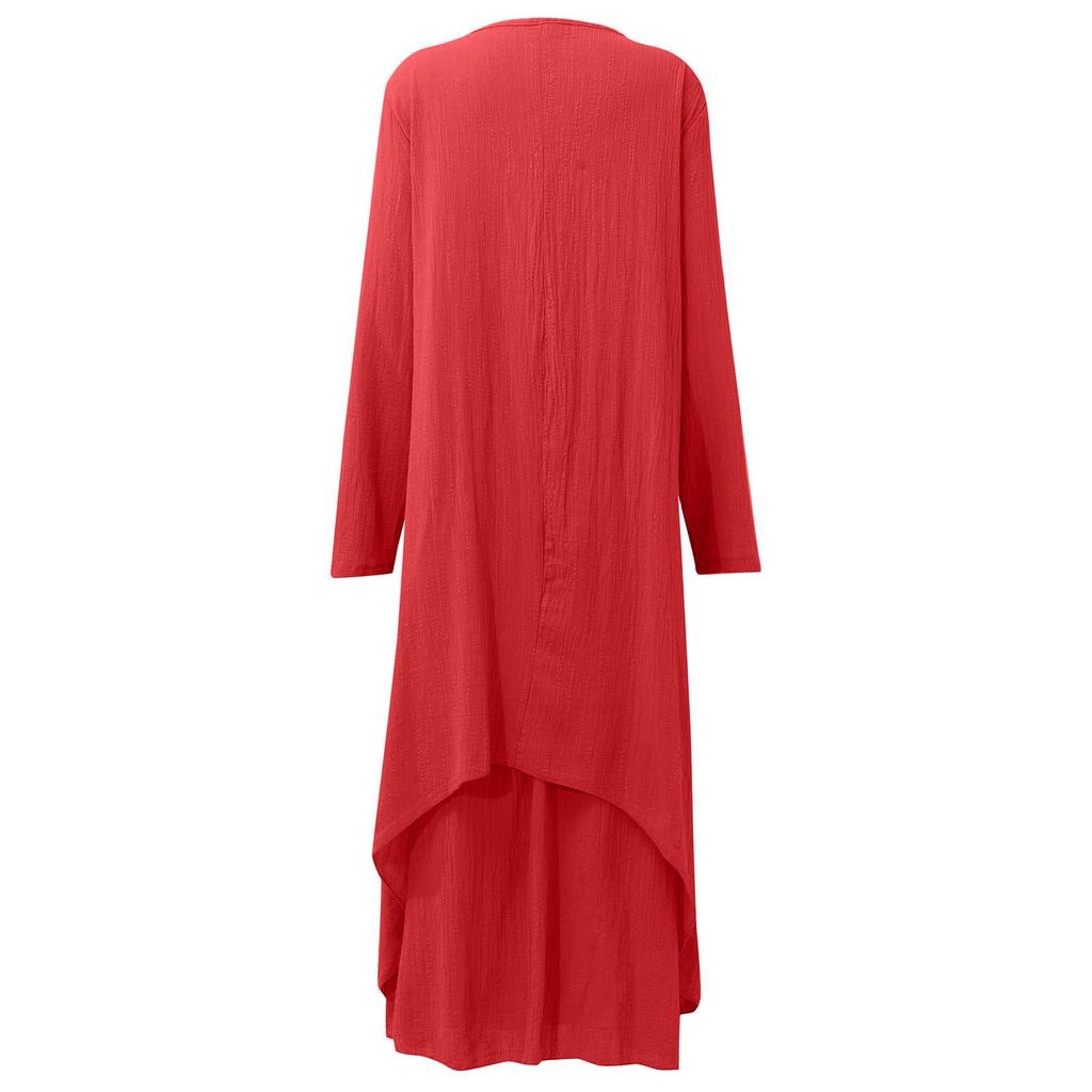 Женское повседневное свободное платье из хлопка и льна с длинным рукавом в стиле бохо, нерегулярное платье