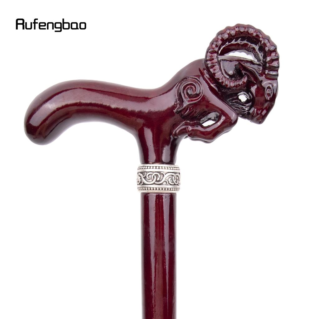 Brown Goat Wooden Fashion Stick Decorative Vampire Cospaly Party Wood Walking Cane Halloween Mace Wand Crosier 95cm