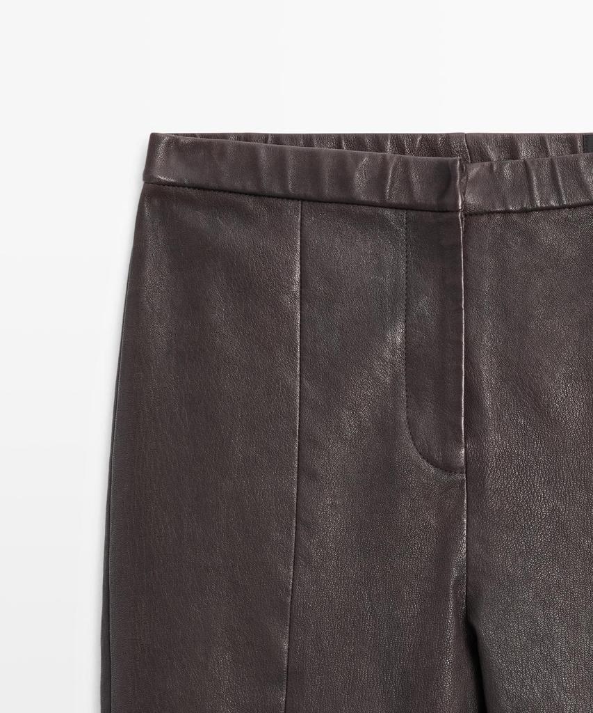 Masimodutti Elastic Detail Napa Leather Leggings