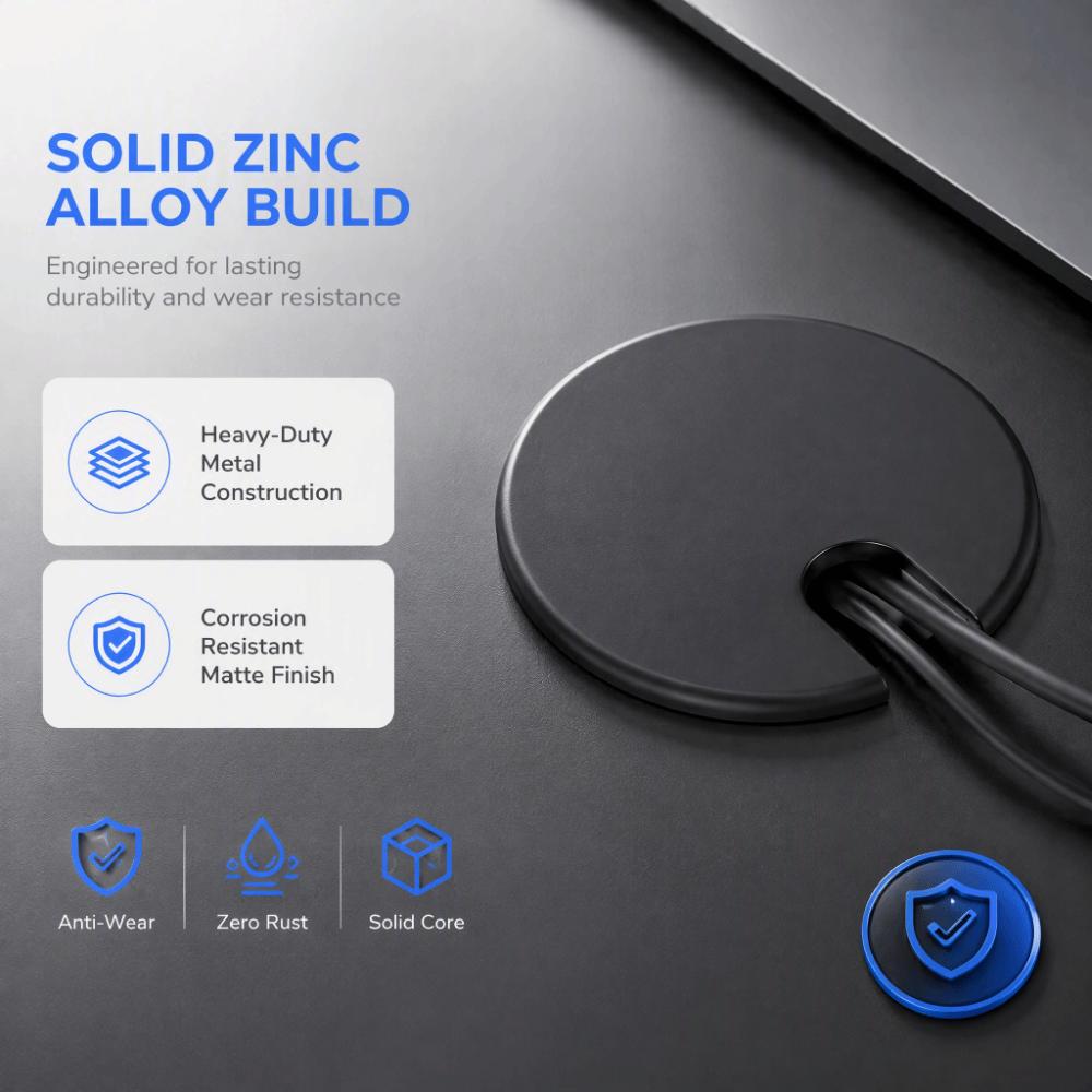 2pcs Round Desk Grommet Zinc Alloy Desk Cord Gromme Durable Cable Hole Cover  Office Desk