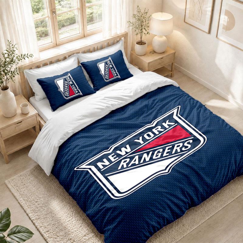 Bedding Set 1 Duvet Cover 2 Pillowcases New York Rangers Print Bedroom Home Decoration
