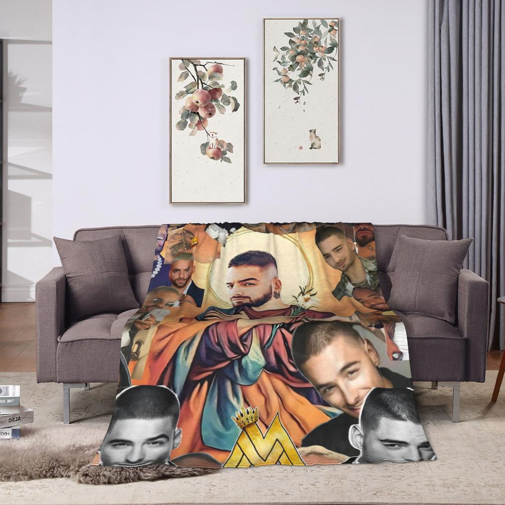 Soft Warm Blanket Travel Office Maluma Rapper Throw Blanket Flannel Bedspread For Couch Chair Print Sofa Bed Cover
