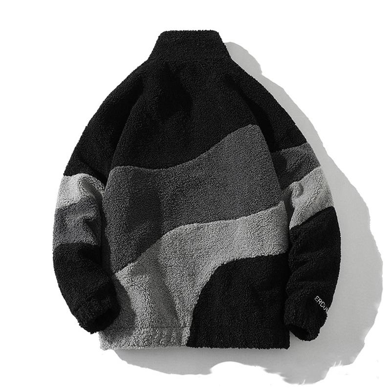 Осень Зима Мальчики Теплая Плюшевая Куртка Пальто с Контрастными Панелями на Молнии Повседневная для Вечеринки по Случаю Дня Рождения