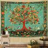 Гобелен Древо Жизни Винтажный Природа Зеленый Розовый Растение Цветочный Цветы Листья Птицы Гобелены для Спальни Эстетика Ретро Индийский
