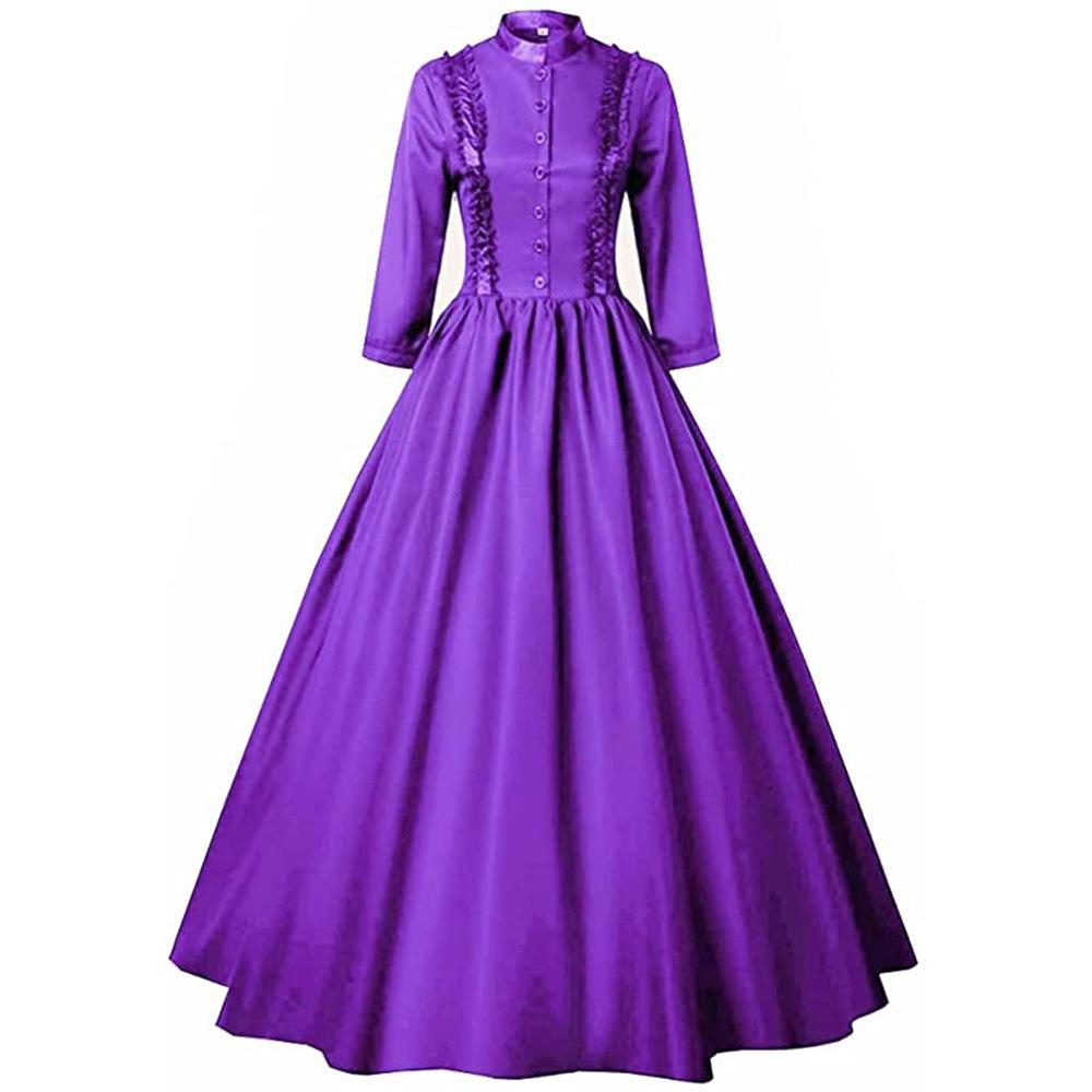 Medieval Victorian Retro Princess Cosplay Costume For Women Halloween Court Royal Gothic Elegant Vampire Bride Swing Dress