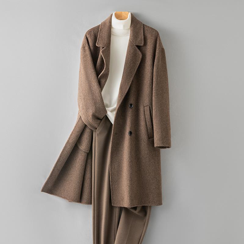 Осенне-зимнее пальто из 100% шерсти без кашемира, длинное двухстороннее шерстяное пальто, мужское шерстяное пальто высшего качества