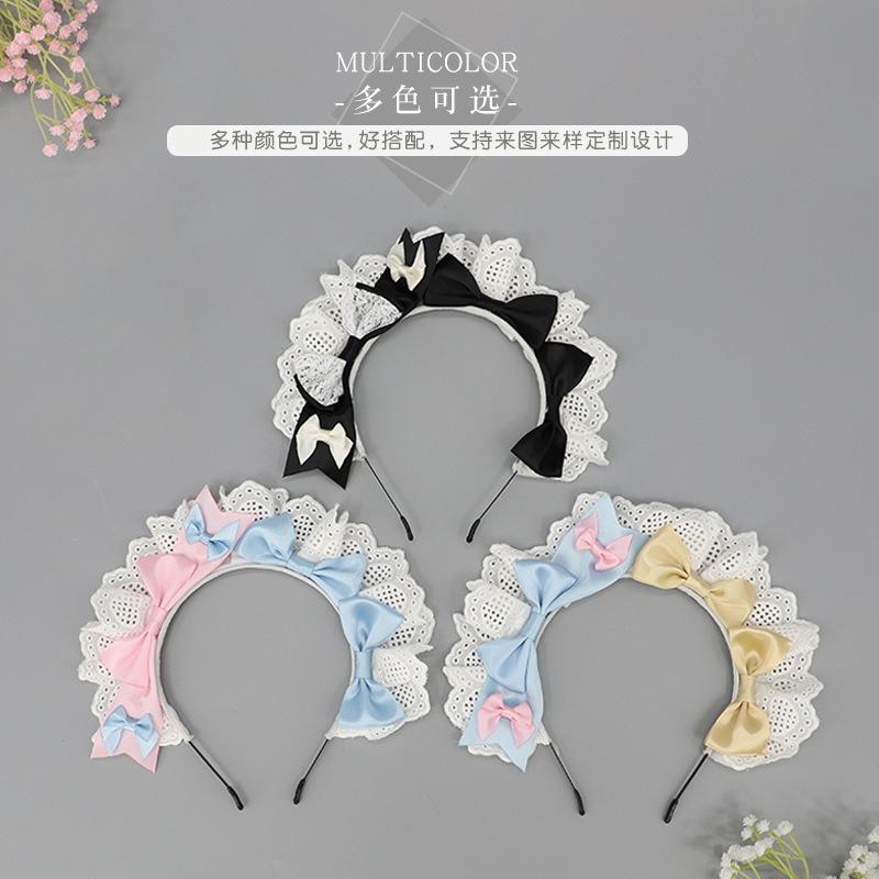 Милые заколки для волос ручной работы в стиле лолиты, кофейная горничная, кружевной бант, головной убор для украшения