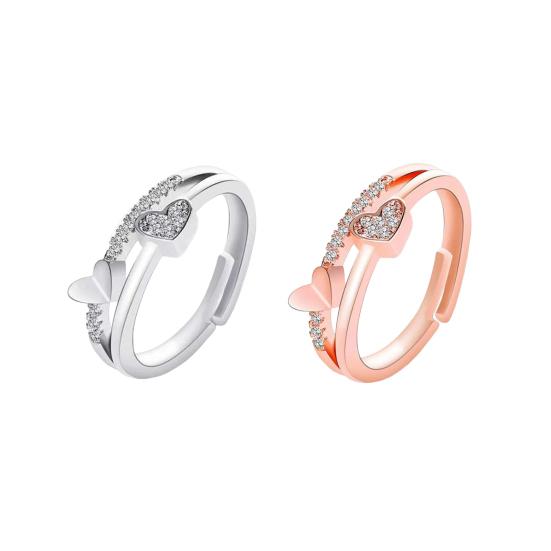 Женское открытое кольцо со стразами, регулируемое любовное полое, гладкое, романтическое, полированное в форме сердца, подарок на годовщину свадьбы