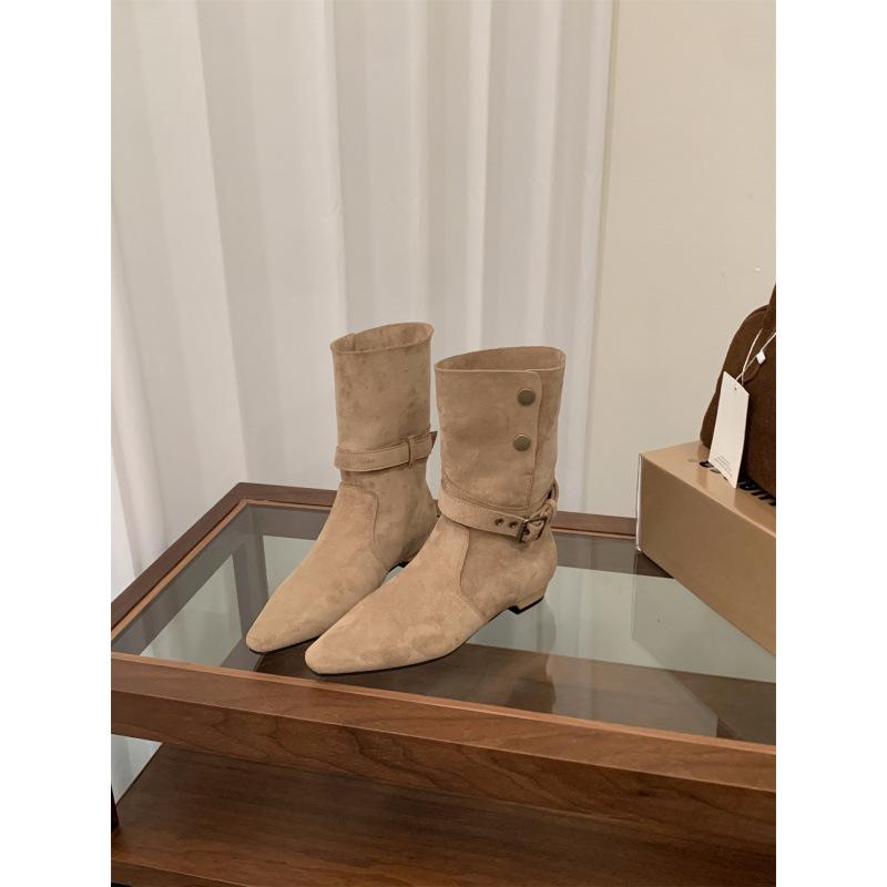 Винтажные ботильоны из замши на толстом каблуке в стиле вестерн, цвета хаки, женские ботинки 2025, весенне-осенние ботинки, квадратные ботинки-мартины