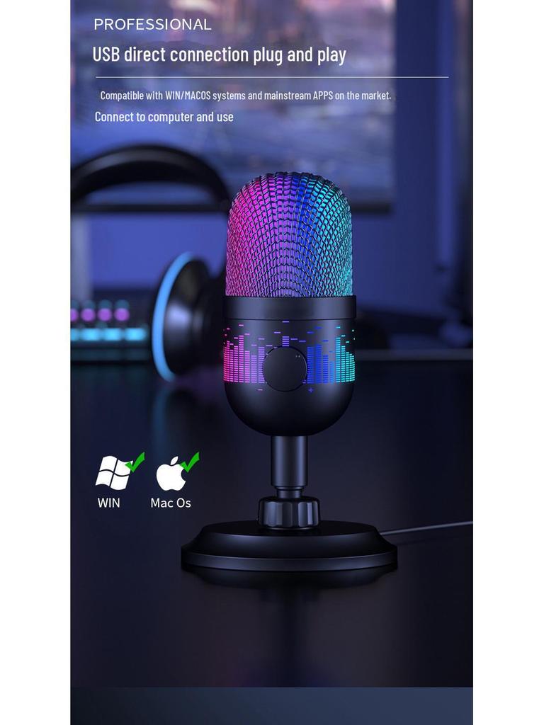 RGB Light USB Microphone for Live Streaming, Gaming, Karaoke and Mobile Use In Southeast Asia