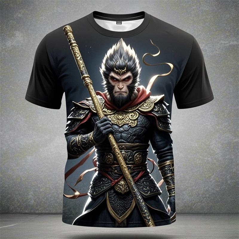 Футболка Explosive Game Black Monkey King для мужчин, детская повседневная одежда мечты, большой размер, принтованная новая футболка для мужчин