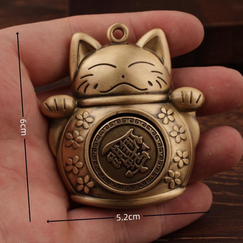 Латунная Кошка Ручной Орнамент Вращающийся Счастливый Подвеска Игрушка День Рождения Подарок Маленькое Украшение Металлическое Ремесло