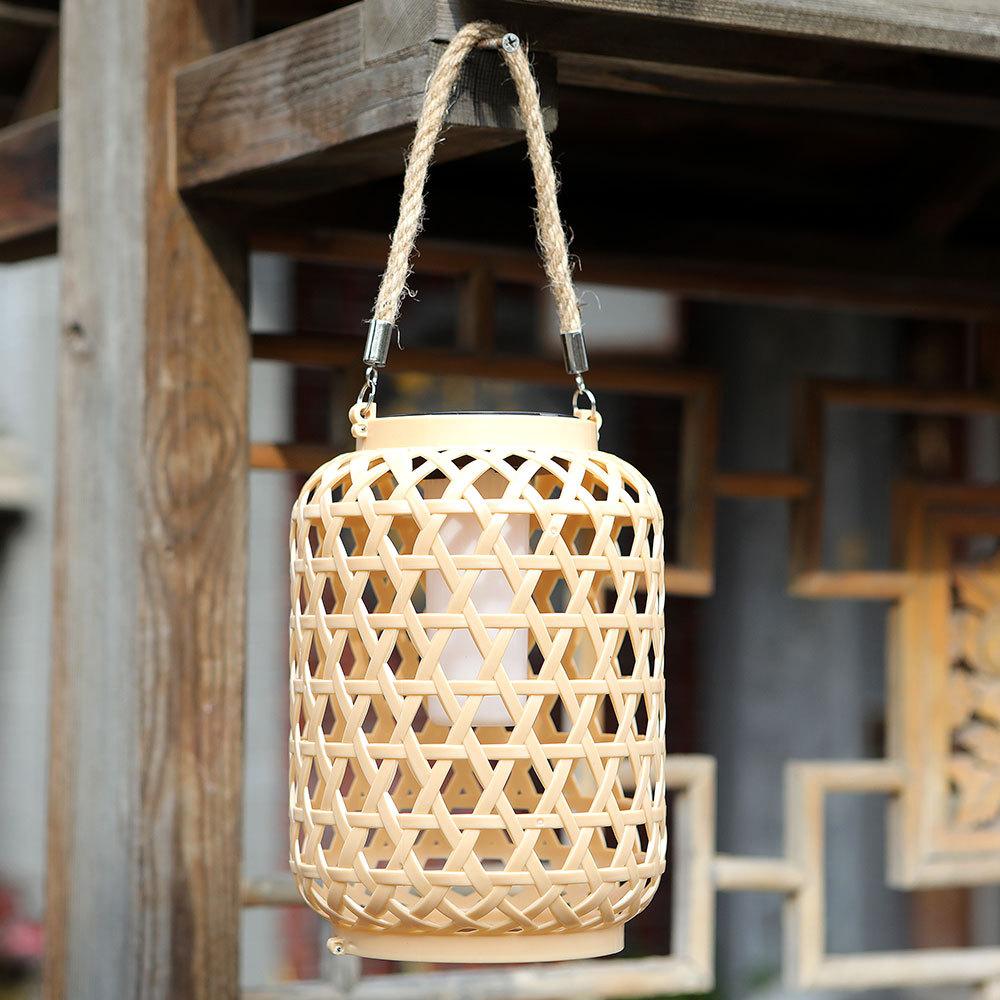 Solar Chinese Lantern Outdoor Hanging Lantern For Balcony Garden Courtyard Decoration Faux Rattan Design Perfect For Spring Festival Festival Lights