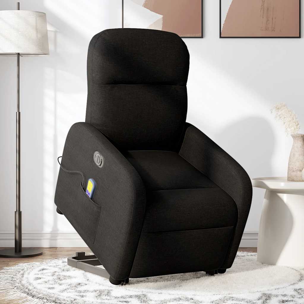 Electric Massage Recliner with Rising Function Black Fabric