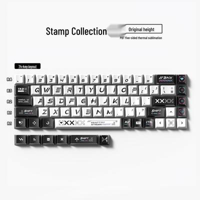 74 клавиши PBT сублимированные колпачки, оригинальная высота, совместимы с механическими клавиатурами с раскладкой 60/61/68