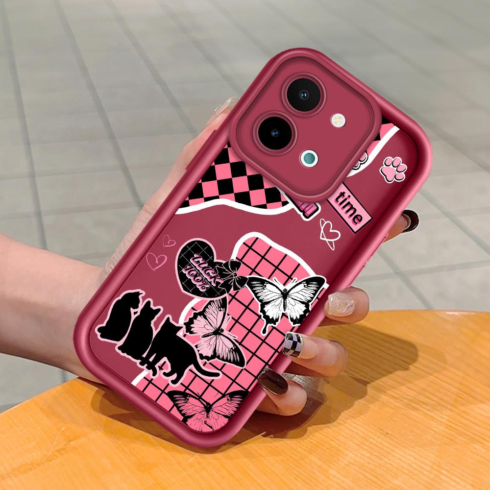 Для Huawei P50 Pro P40 Honor 8X 9X X9 Tecno Spark Go Infinix Smart 8 Vivo V29 V30 Y02 Y16 мягкий защитный чехол для полнообъективного телефона с изображением милой бабочки-кошки