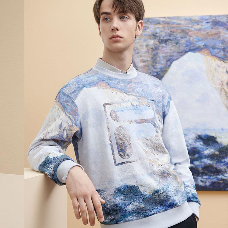 Fila Мужские топы с капюшоном и рисунком X THE MET Collaborative Series с логотипом и рисунком маслом F11M348220F-ZA
