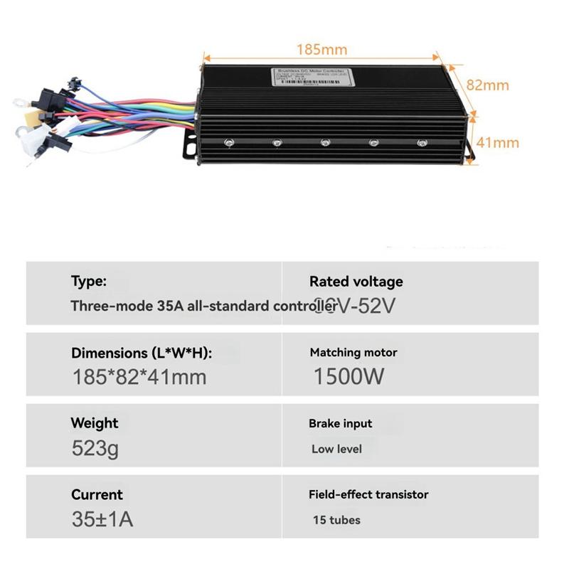 Контроллер бесщеточного двигателя 36В 48В 52В 35А 1500Вт + ЖК-комплект GD01 для модификации электрического горного велосипеда, самоката