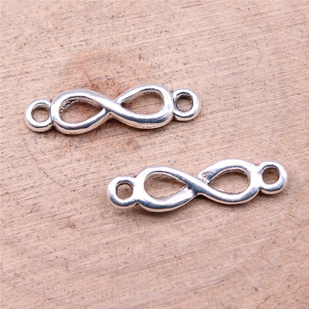 40 шт., подвески с символом бесконечности, кулон, ожерелье, античное серебро, цвет 21X5 мм