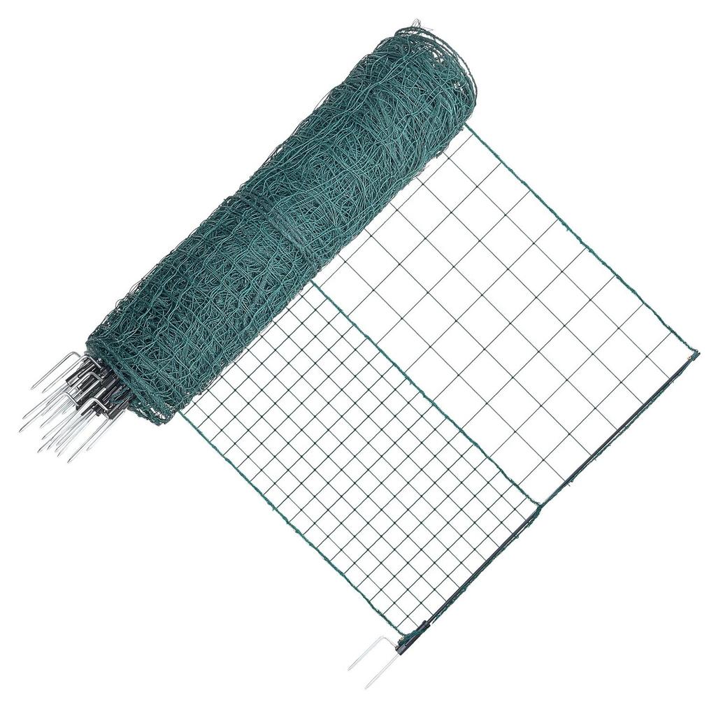 Temporary Fence with Posts, 1.05 x 50m Plastic Mesh Fencing, Garden Safety Fences Netting with Double-Spike Stakes & Guy Ropes, Temporary Fence for