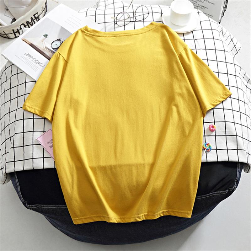 Hirsionsan Kawaii Summer T Shirt Women 2022 New O Neck Oversized Tees 100% Cotton Loose Tees Soft Casual Female Tops 7 Colors