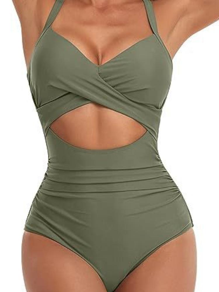 Leopard One Piece Swimsuit 2025 New Halter Push Up Swimwear Women Swimsuit Bathing Suit Beachwear Monokini Female Swimming Suits