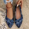 Denim Flat Single Shoes, Shallow Opening, Comfortable and Casual Women's Shoes