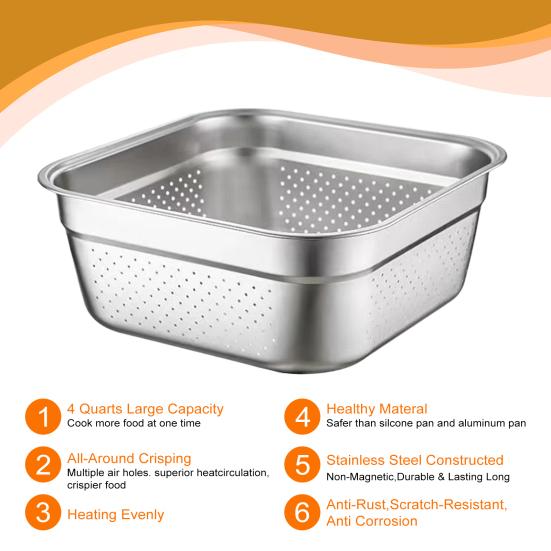 Корзина для хрустящей корзины из нержавеющей стали для OG701, уличный гриль, безопасная посудомоечная машина, жаропрочная 4QT, лоток для фритюрницы большой вместимости