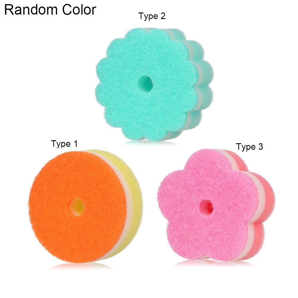 Home Wash Dishes Sponge Sponge Brush Tableware Flower Dishwashing Sponge Scouring Pads Round Shape