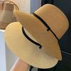 Wide Brim Women's Straw Hat Foldable Visor Cap Fashion Straw Bucket Hat  Vacation